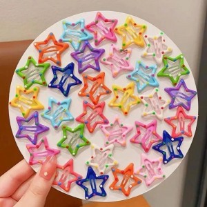 100Pcs New Cute Dopamine Wave Dot Star Hair Clips For Girls