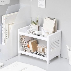 双层塑料搁板，方便桌上整齐摆放物品 - 迷你塑料搁板，用于书桌、书架和配件架