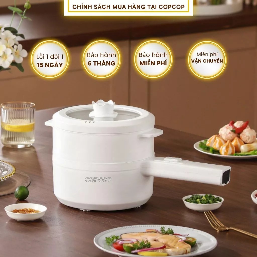 COPCOP multi-function electric hot pot with mini steamer tray, capacity 1.8L, non-stick, easy to clean