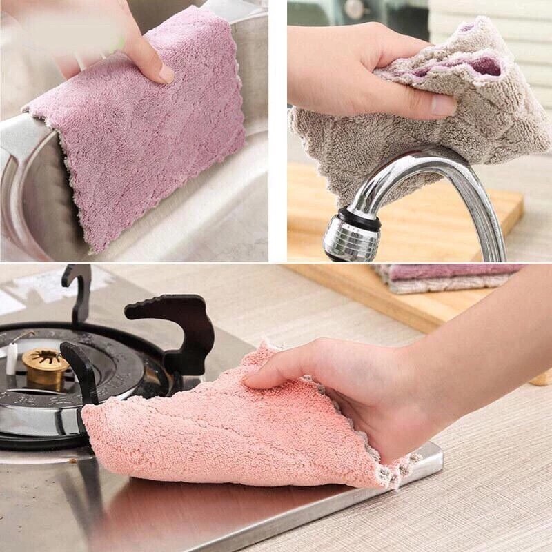 Multi-purpose kitchen, dish, cup, and bowl towel, absorbent, double-sided, grease-proof