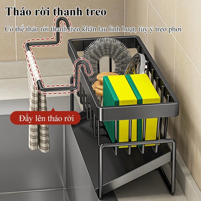 Dishwashing rack, dishcloth rack on the sink with tilting water tray Convenient