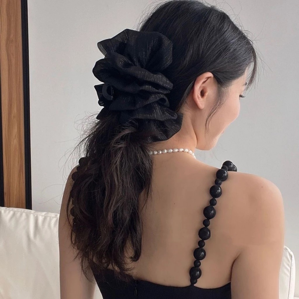 Ahellogirl Mesh Bow Grab Clip Sense Enhance Temperament Hairpin Women Back Headband Hair Plate Big Shark Clip Hair Card Headdress Hair Accessories