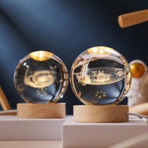 Đèn ngủ 3D quả cầu pha lê phát sáng, đèn trang trí phòng ngủ, bàn làm việc DN04