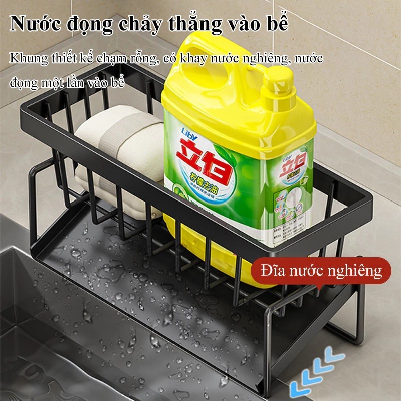 Dishwashing rack, dishcloth rack on the sink with tilting water tray Convenient