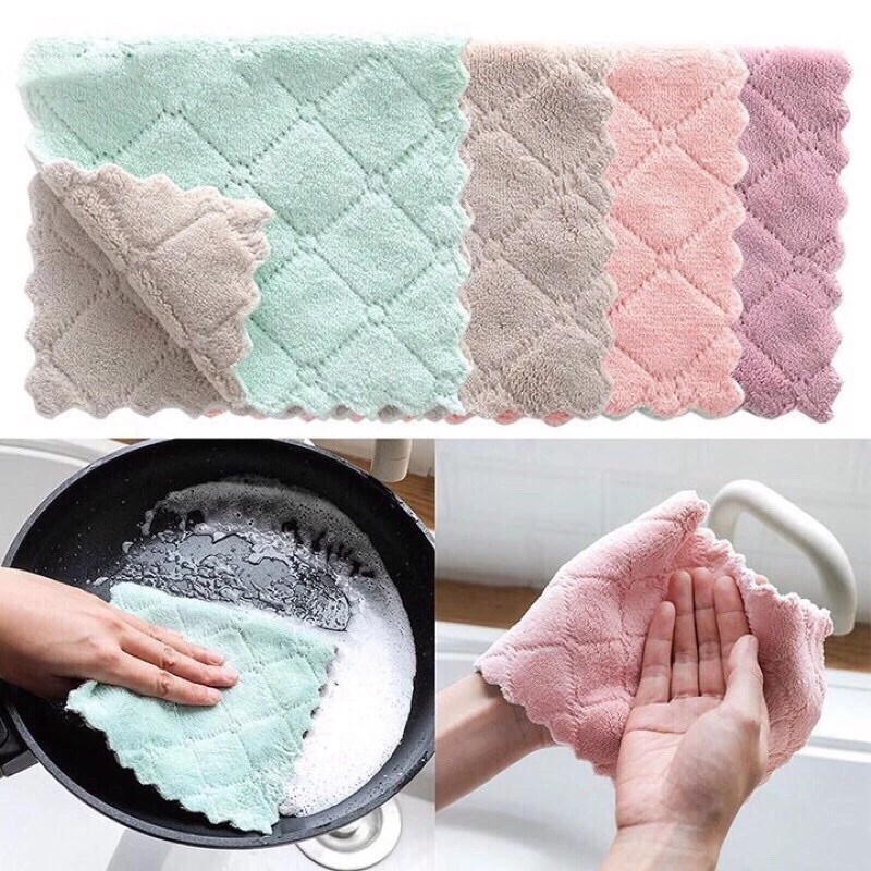 Multi-purpose kitchen, dish, cup, and bowl towel, absorbent, double-sided, grease-proof