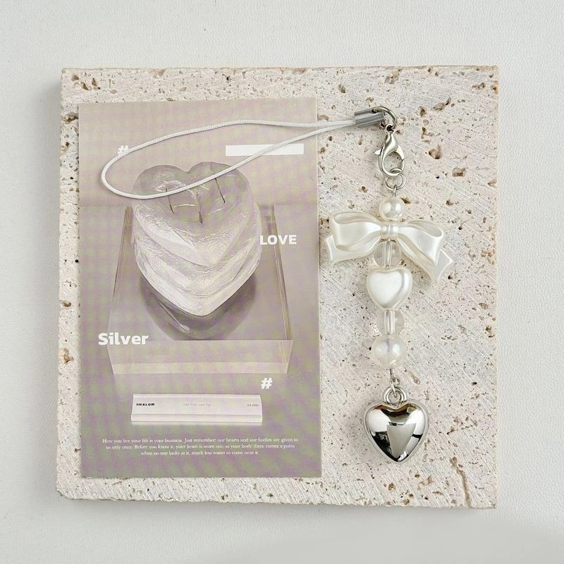 Korean Sweet Bow Heart Shaped Mobile Phone Charm Bag Charm