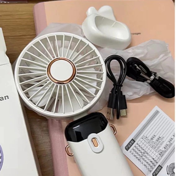PTLUXURY Mini Handheld Fan with Rechargeable Battery, 10,000mAh, 5 Wind Speeds, Neck Strap, LED Display New Model
