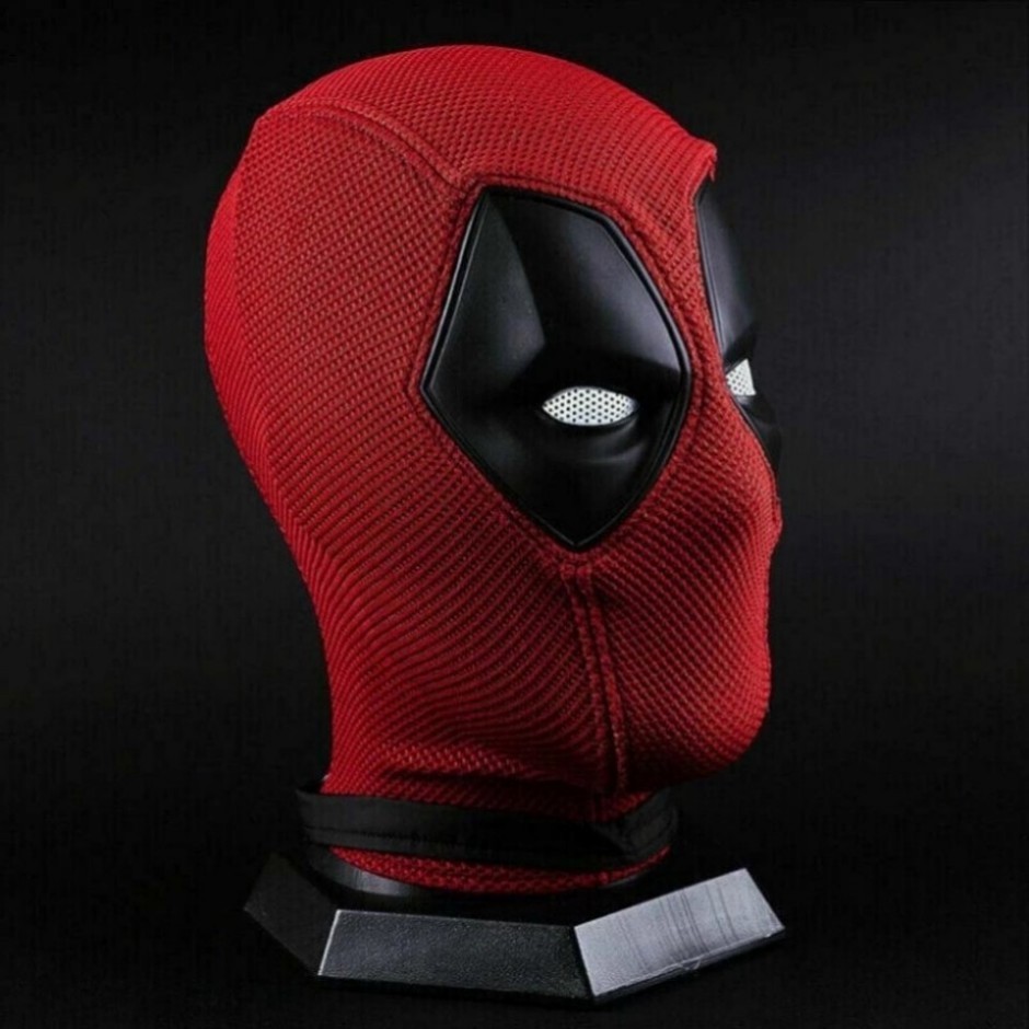 Deadpool 3 Wade Wilson Mask Men Cosplay Prop Red Full Mask Halloween High Quality Perspective Breathable Knitted Helmet