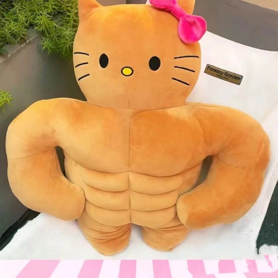 Uuoeebb Plush Toy Funny Muscle Cat