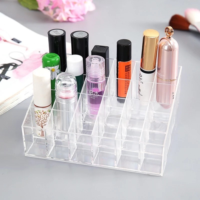 24-cell lipstick tray made of transparent Mica - Super durable cosmetic storage tool