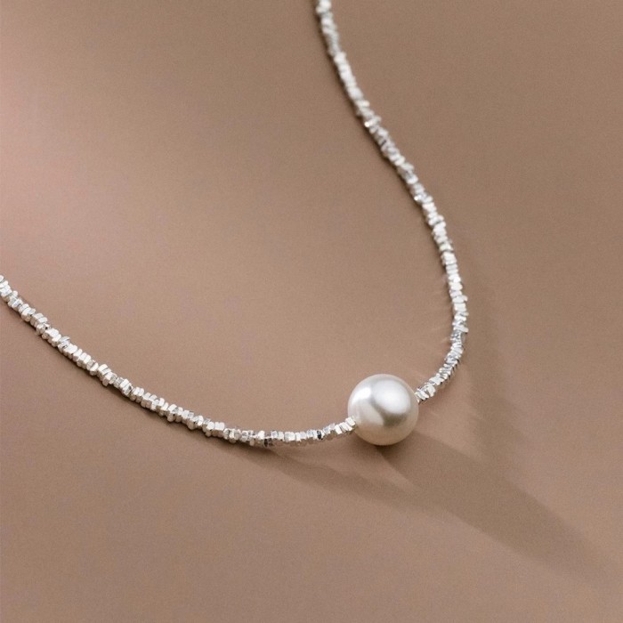 Super beautiful s925 Italian silver necklace with pearl pendant D9863 - AROCH Jewelry