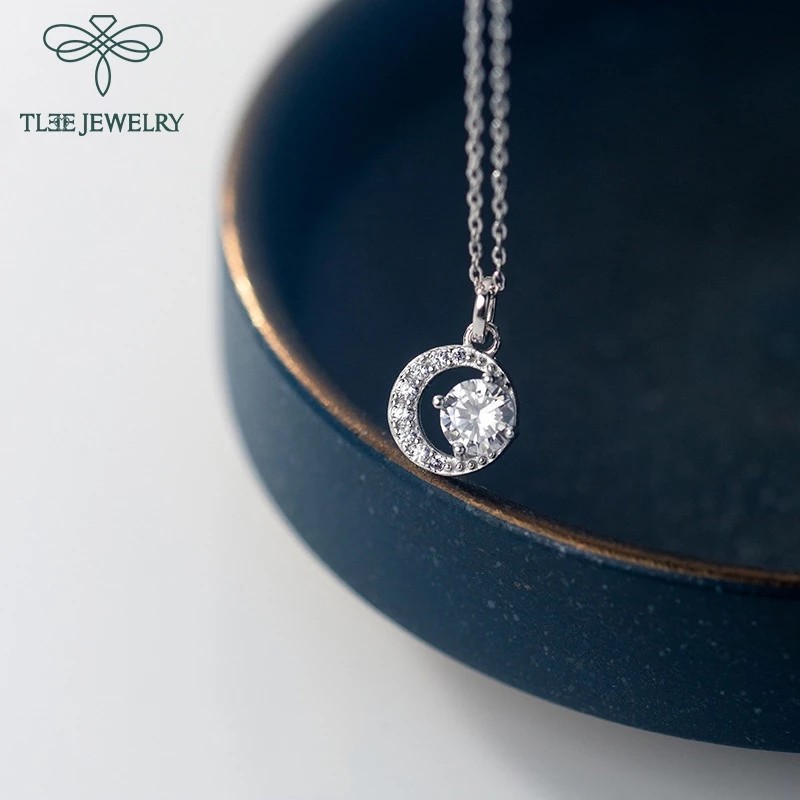 TLEE moon silver necklace for women with high-class stones TLEE JEWELRY D0128