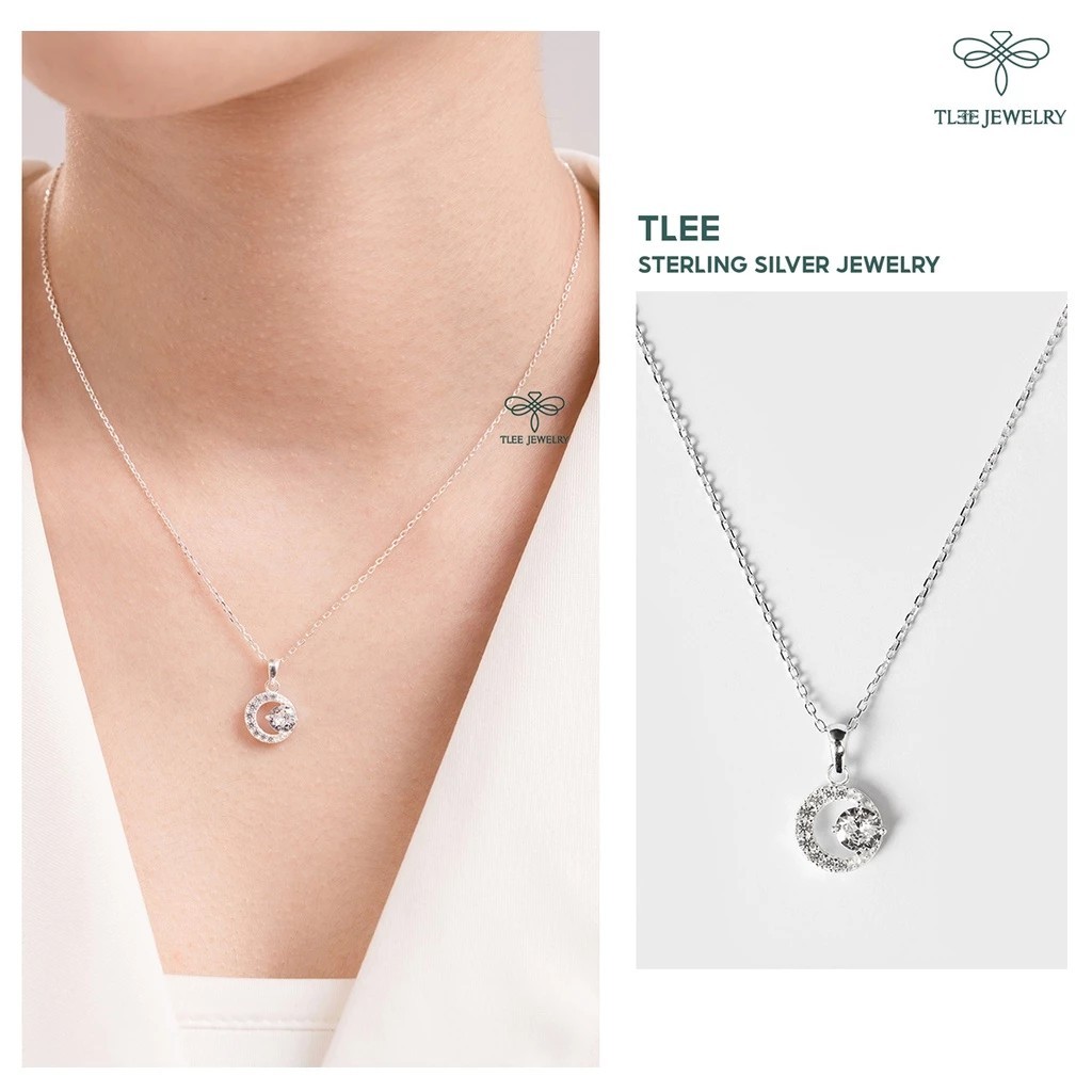 TLEE moon silver necklace for women with high-class stones TLEE JEWELRY D0128