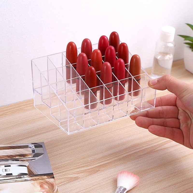 24-cell lipstick tray made of transparent Mica - Super durable cosmetic storage tool