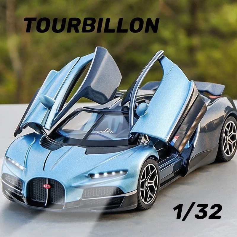 Bugatti Tourbillon Alloy Car Model Scale 1:32 Light and Sound Effects Diecast Car Toy for Boys Birthday Gifts
