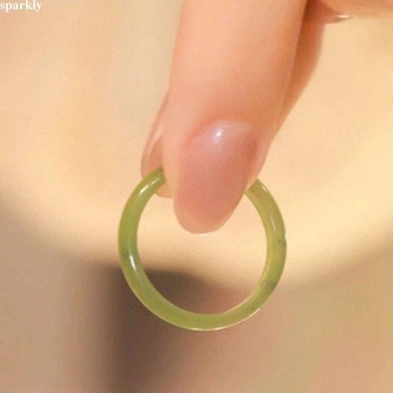 Green tea green plum jade ring for women Niche Prime Ring Fashion Unique antique ring