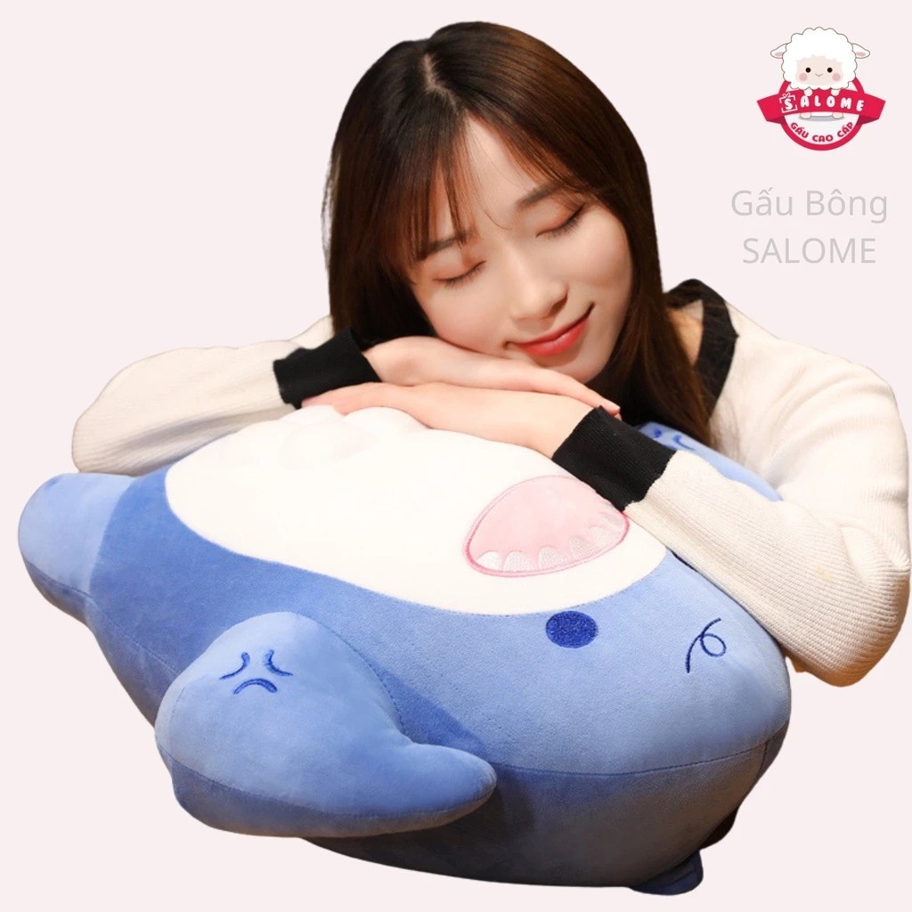 Big Cute Blue Shark Teddy Bear With Abs And Muscles SALOME HCMC, High-end Gift