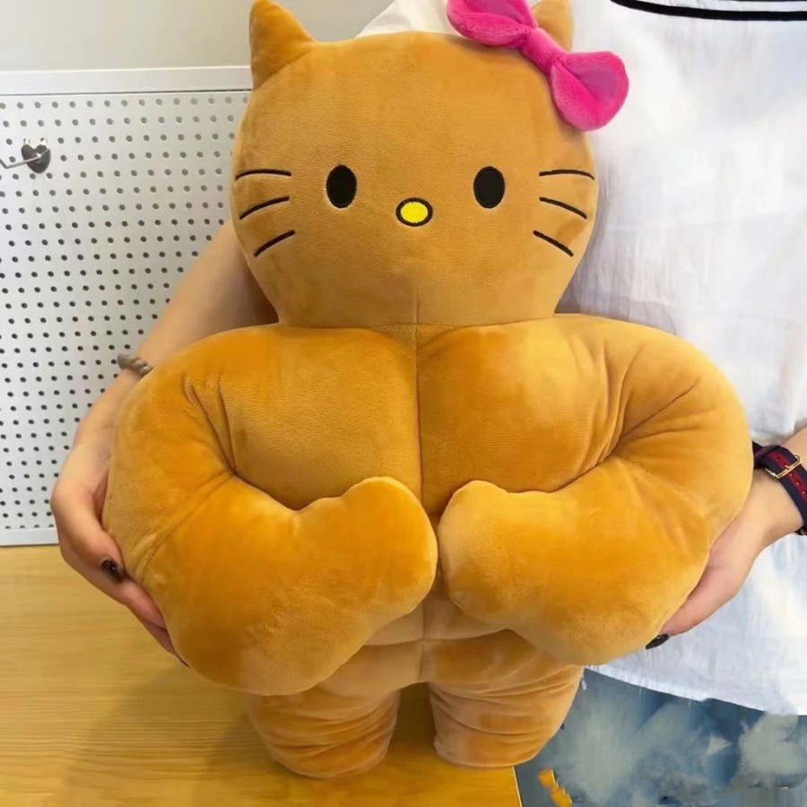 Uuoeebb Plush Toy Funny Muscle Cat