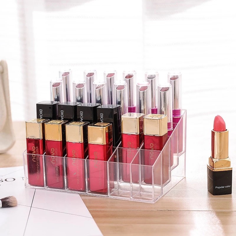 24-cell lipstick tray made of transparent Mica - Super durable cosmetic storage tool