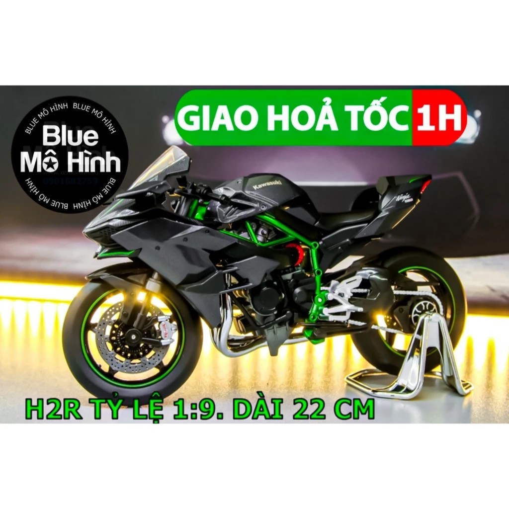 Kawasaki Ninja H2R H2 motorcycle model with light version 1:9