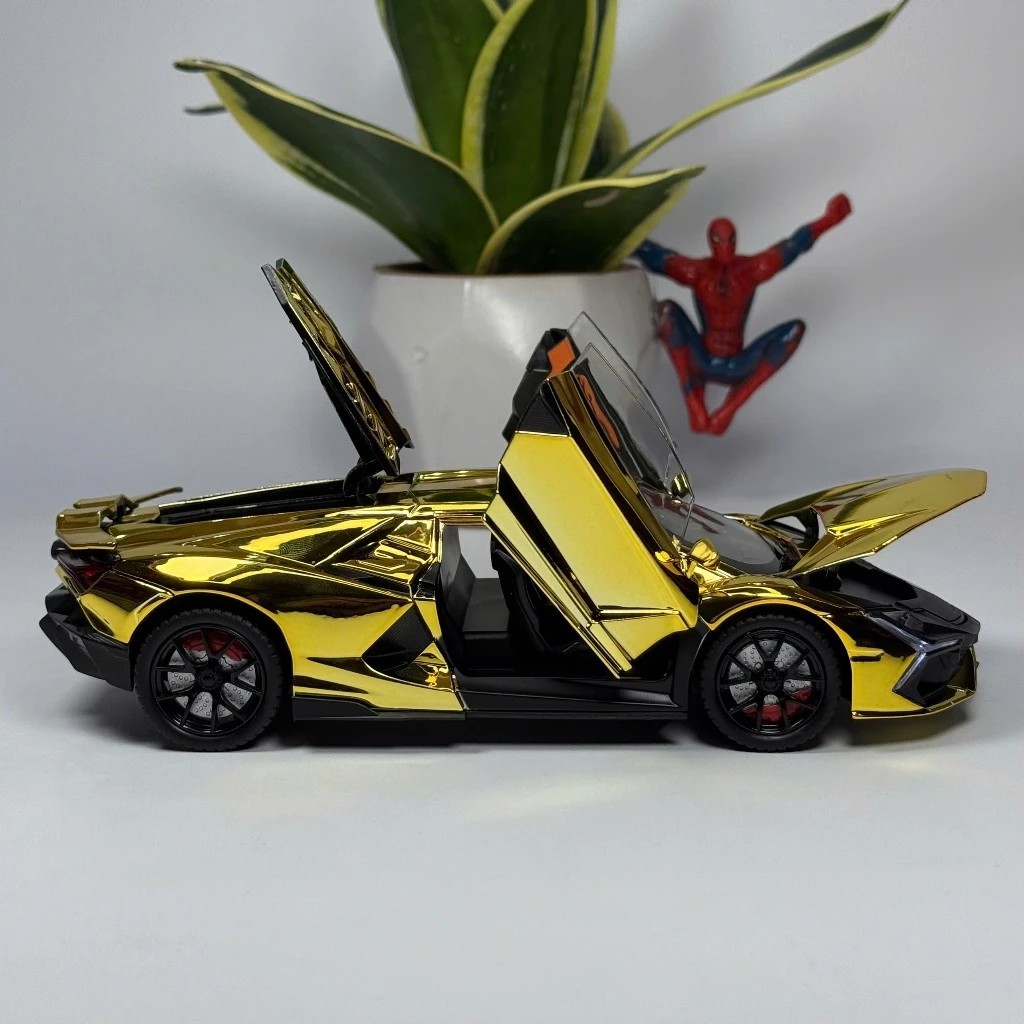 Lamborghini Ghini Revuelto 1:24 scale metal supercar model with steering wheel. Free VIP license plate