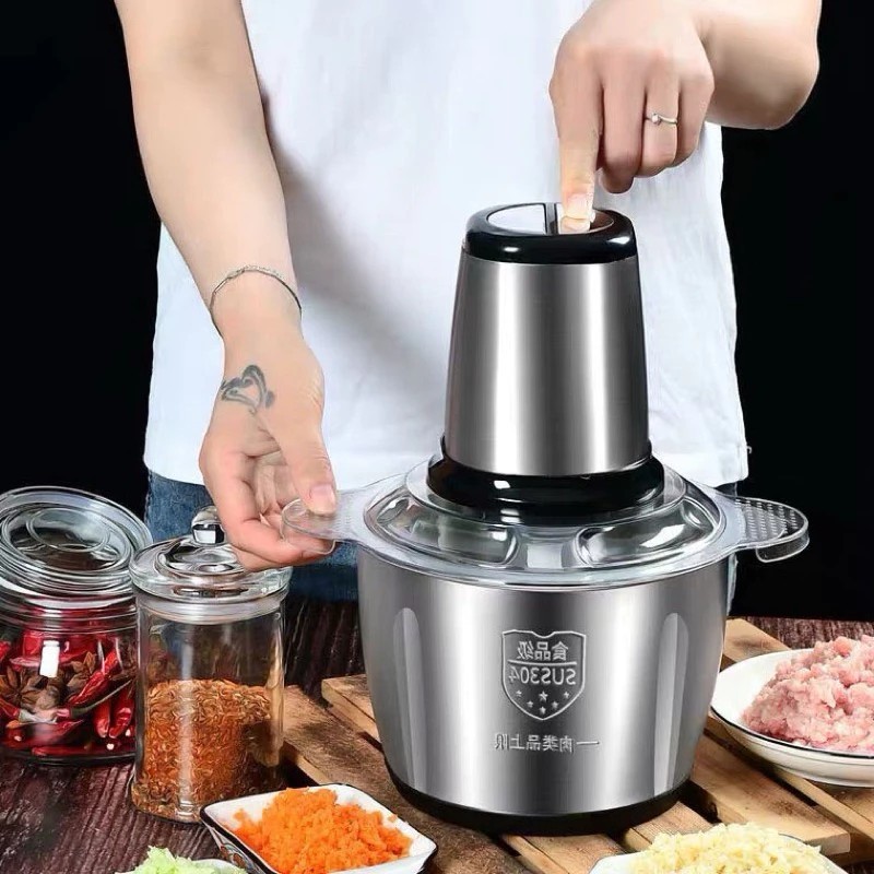 304 stainless steel meat grinder with 4 multi-function blades, 2500w capacity, mini handheld bear grinder