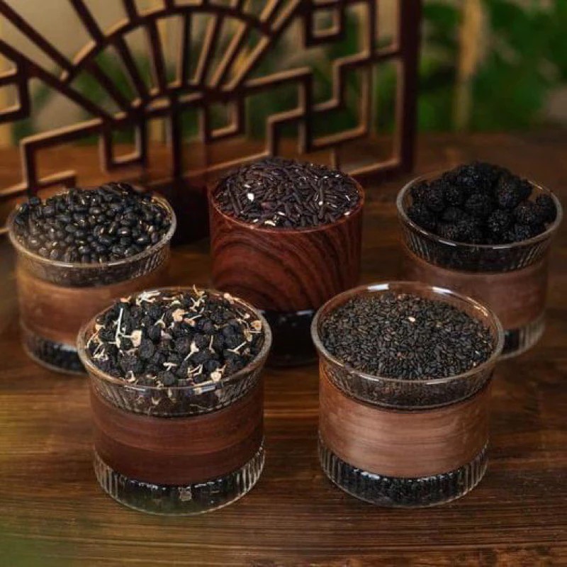 Combo of 20 Brown Rice Tea Bags, Black Goji Berry Tea Triangle Bags for Body Detoxification