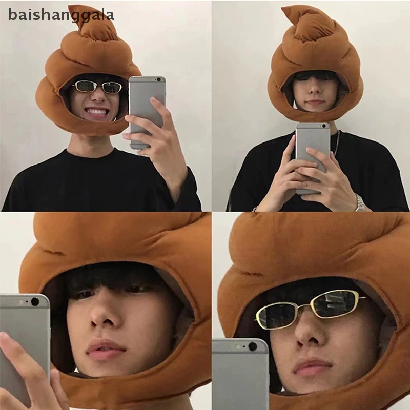 Baishanggala Creative Cute Shit Shape Plush Hat Funny Stuffed Toy Fake Poop Full Headwear ADS
