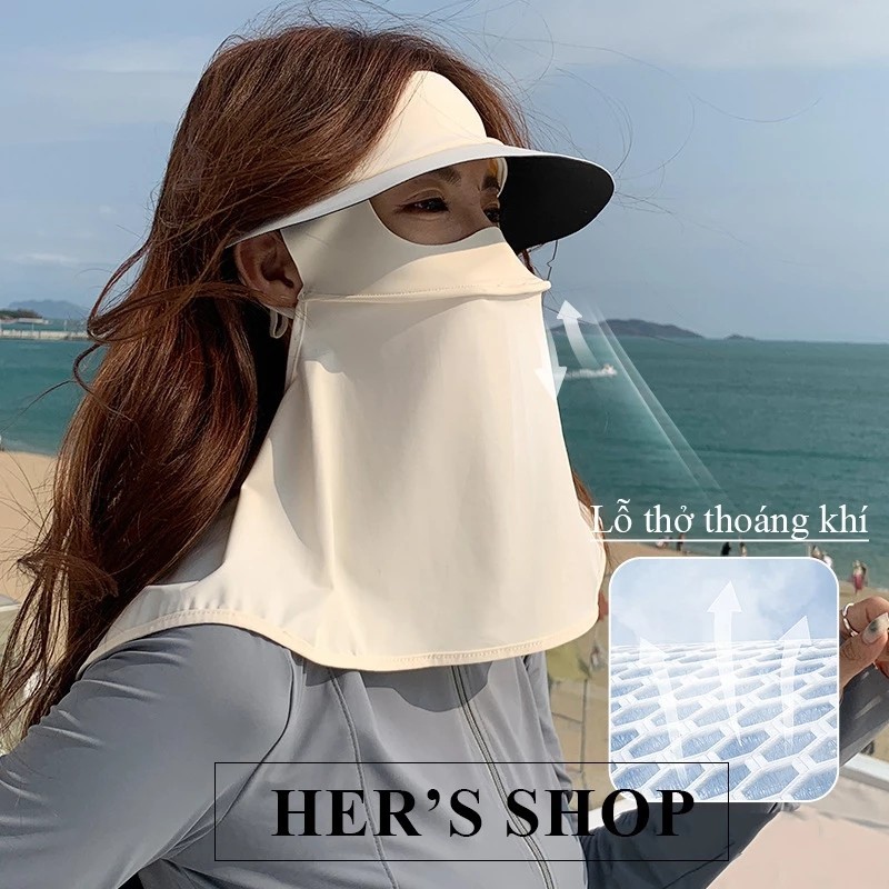 Full Face and Neck Sunscreen Mask with Integrated UPF50+ Hat Brim Effectively Protects Against UVA/UVB Rays