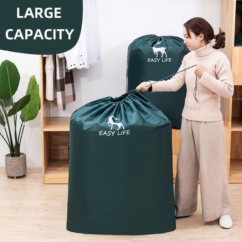 Super large capacity drawstring cloth bag Used to store clothes, blankets, toys and household items with classification and dustproof functions