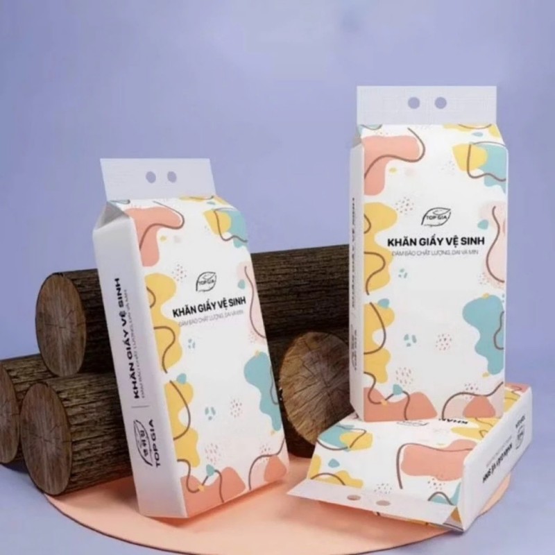 Box of 4 packs of Top Gia wall-mounted toilet paper made from pure wood pulp, 1280 sheets of 4 thick layers