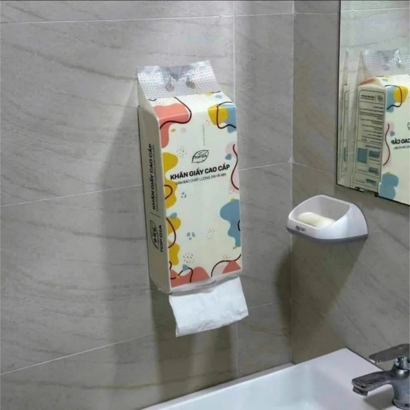 Box of 4 packs of Top Gia wall-mounted toilet paper made from pure wood pulp, 1280 sheets of 4 thick layers