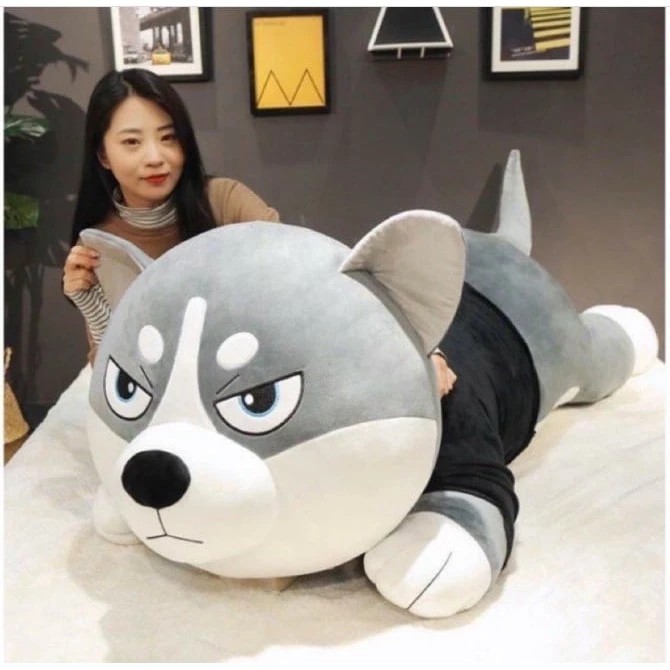 Giant 1m5 Big Crazy Face Husky Teddy Bear, High Quality Cool Husky Stuffed Animal
