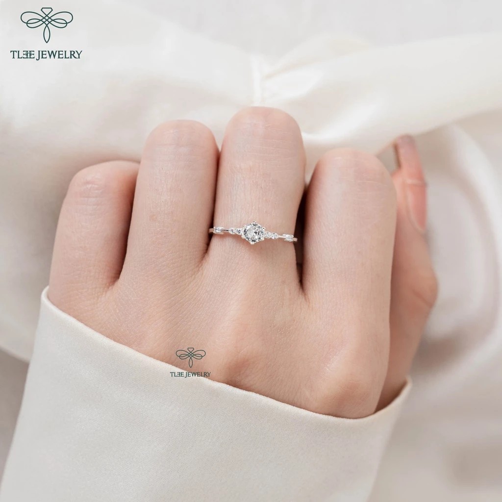 TLEE Snow Princess silver ring for women with sparkling stones TLEE JEWELRY A0156 A0163