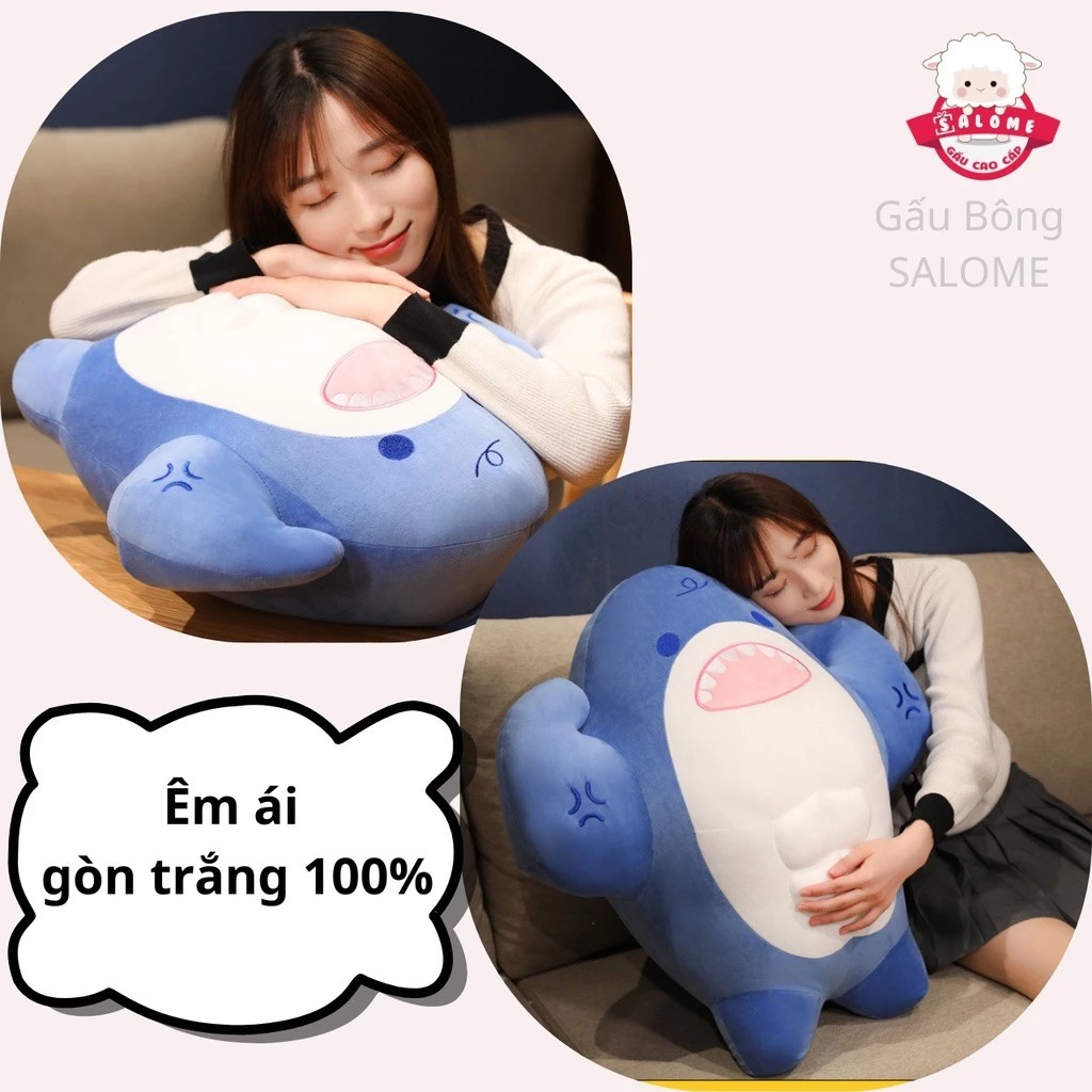 Big Cute Blue Shark Teddy Bear With Abs And Muscles SALOME HCMC, High-end Gift
