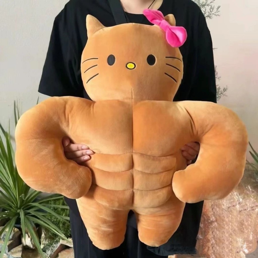 Uuoeebb Plush Toy Funny Muscle Cat