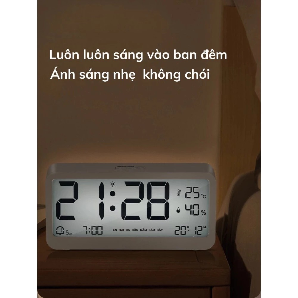 Multi-function desk clock - Night LED screen with integrated alarm, temperature and humidity measurement, bedroom decor, touch