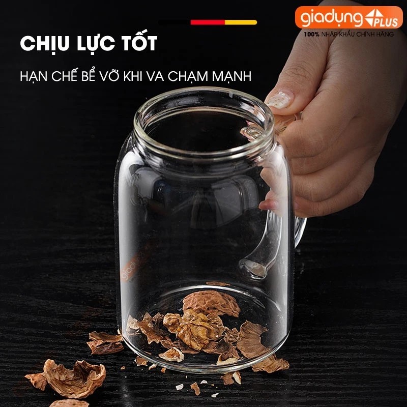Smart spice jar with spoon and lid, borosilicate glass lid 380ml, sturdy handle PHALEDO