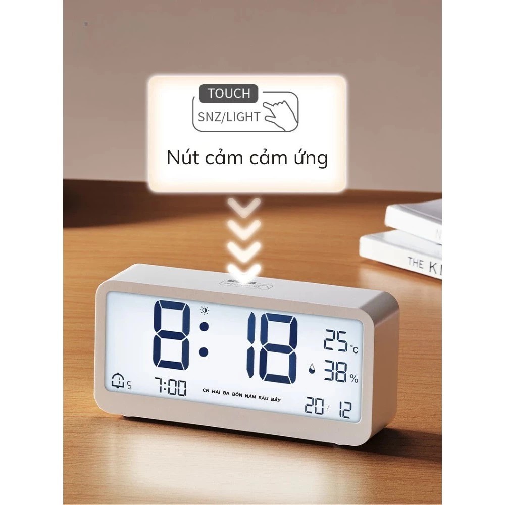 Multi-function desk clock - Night LED screen with integrated alarm, temperature and humidity measurement, bedroom decor, touch