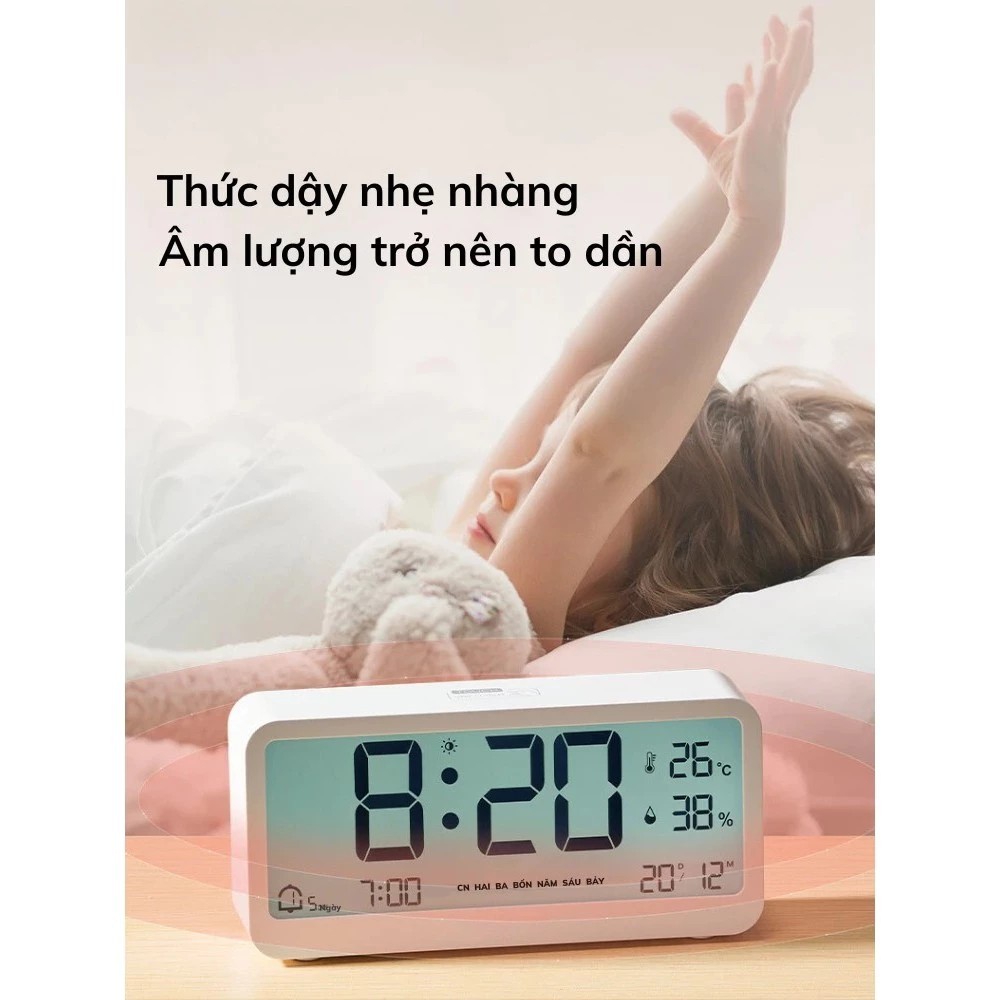 Multi-function desk clock - Night LED screen with integrated alarm, temperature and humidity measurement, bedroom decor, touch