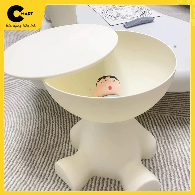 Small Tea Table 2IN1 Cute Bear Shaped Mobile Side Table Balcony Tea Table CMB16