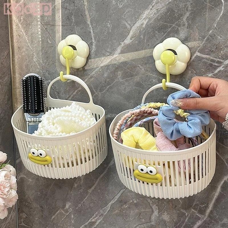 KQdsp Cartoon Multi-function Small Hanging Basket Bathroom Face Towel Storage Basket Kitchen Dormitory Bedside Wall Hanging Beautiful Basket