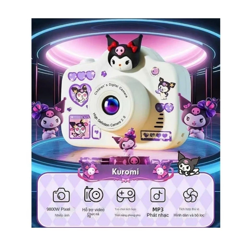 Digital Mini Dual Camera 2000W Pixel High Resolution Kuromi Cinnamoroll Melody