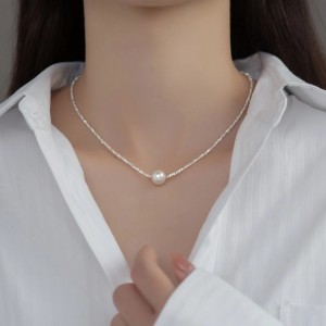 Dây chuyền bạc Ý s925 mặt hạt ngọc siêu đẹp D9863 - AROCH Jewelry