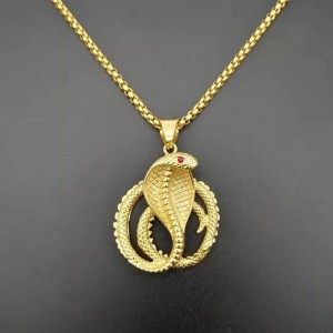 Vòng cổ Thép Titan Mạ Vàng 18K Đính Đá Ruby Phong Cách Hip Hop Thời Trang Cho Nam Nữ