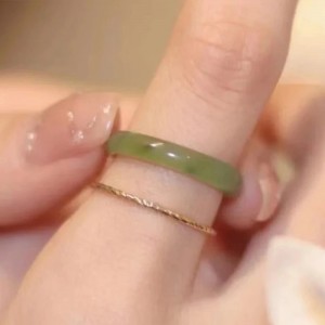 Green tea green plum jade ring for women Niche Prime Ring Fashion Unique antique ring