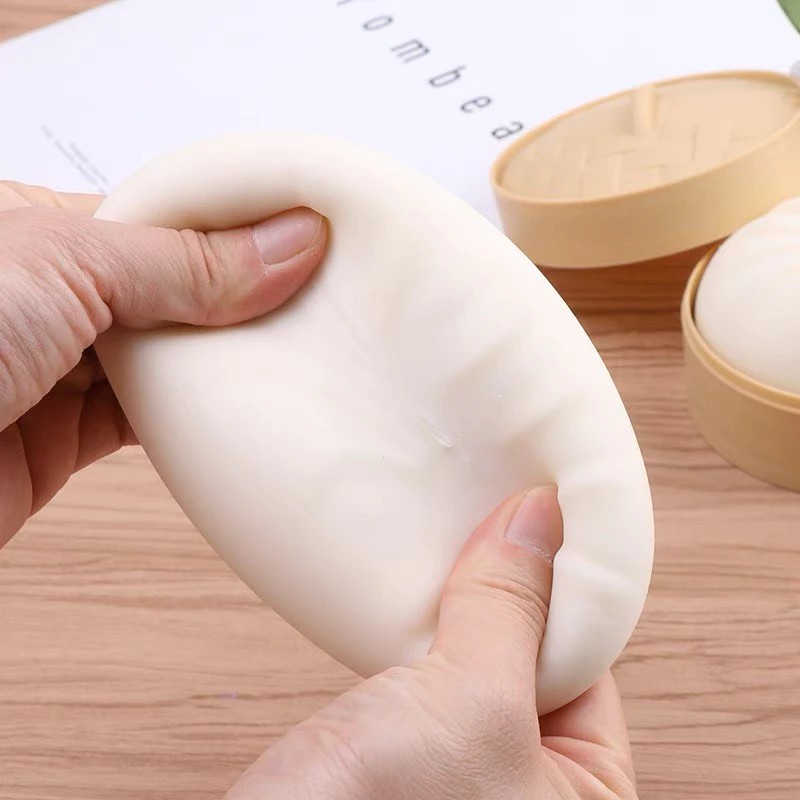 Squishy toy dumpling with tray soft mochi soft dumplings stress relief