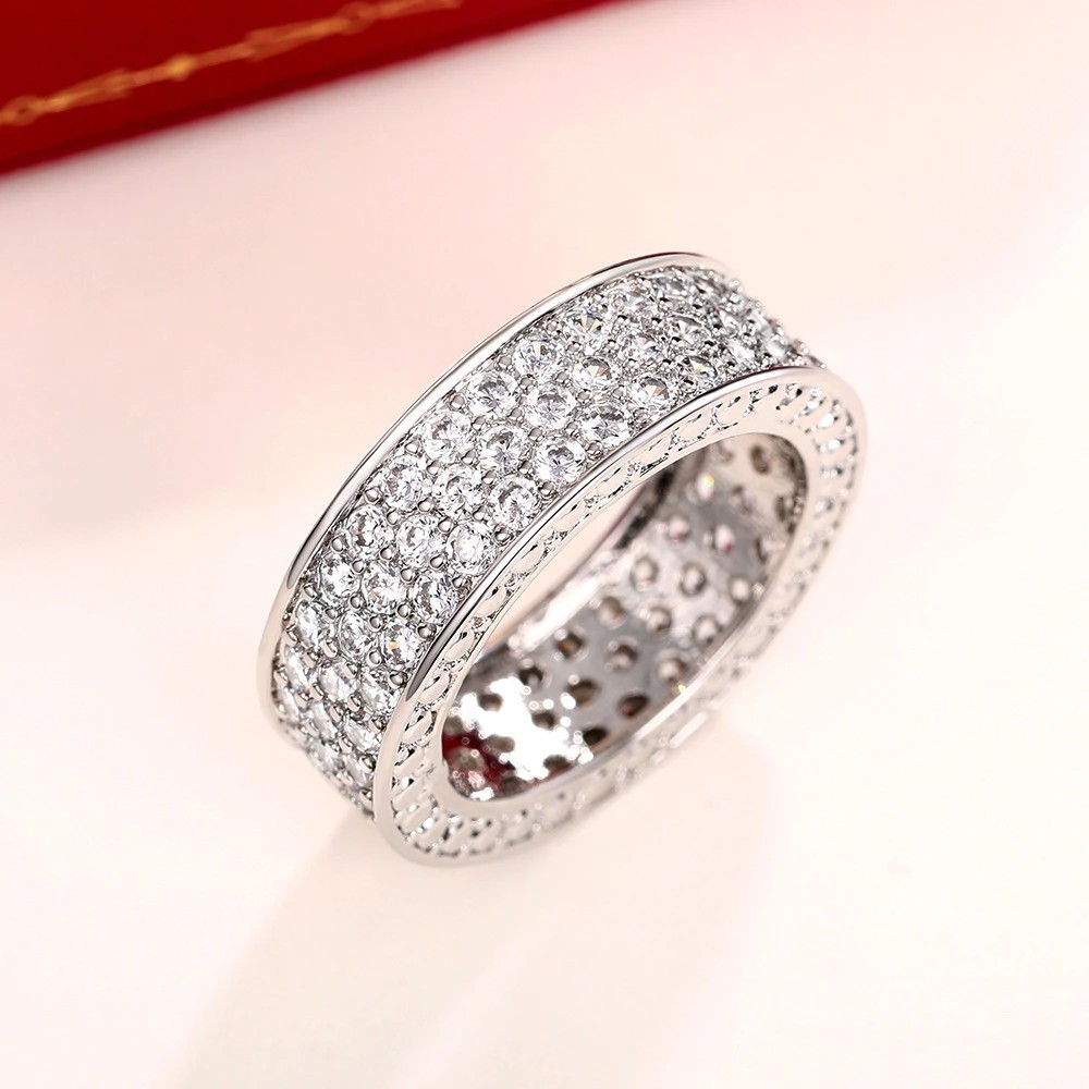Hiphop ring with 3 rows of CZ stones v1 MAMA KING N7
