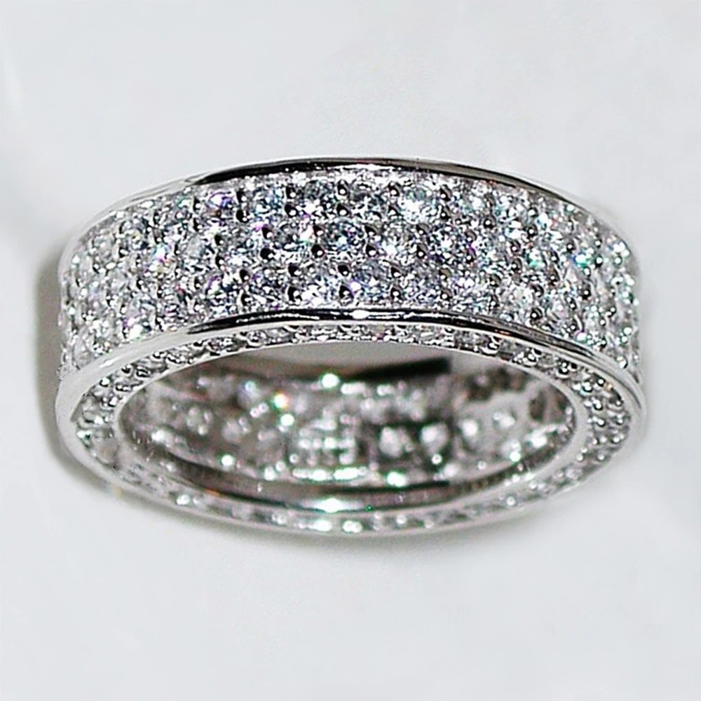 Hiphop ring with 3 rows of CZ stones v1 MAMA KING N7