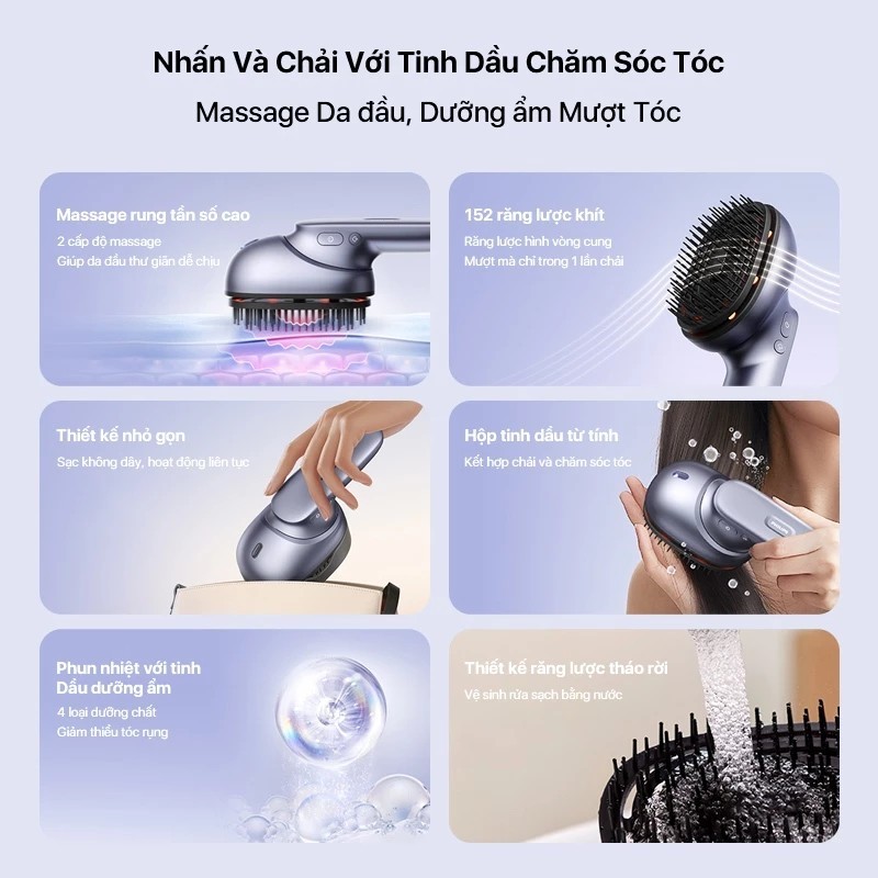 PHILIPS 1511 Electric Scalp Massage Comb - massage reduces stress and stimulates blood circulation, moisturizing essential oils for hair care
